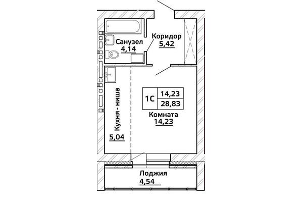 28,80 Однокомнатная студия в ЖК "Начало мая", город Новосибирск, застройщик ГК "Стрижи"
