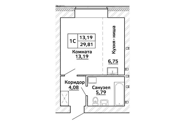 29,80 Однокомнатная студия в ЖК "Начало мая", город Новосибирск, застройщик ГК "Стрижи"