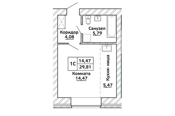 29,80 Однокомнатная студия в ЖК "Начало мая", город Новосибирск, застройщик ГК "Стрижи"