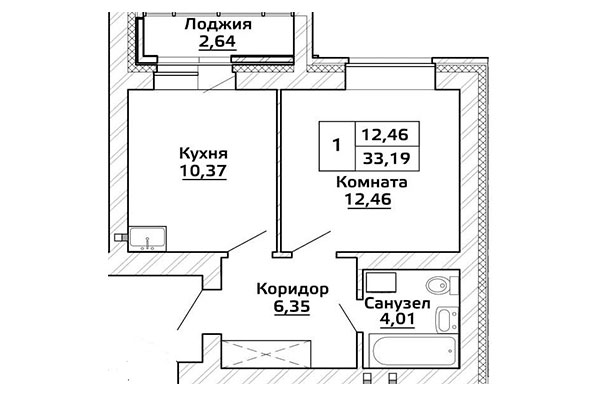 33,20 Однокомнатная квартира в ЖК "Начало мая", город Новосибирск, застройщик ГК "Стрижи"