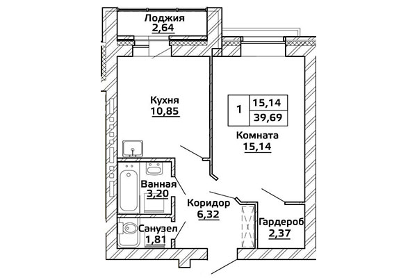 39,70 Однокомнатная квартира в ЖК "Начало мая", город Новосибирск, застройщик ГК "Стрижи"